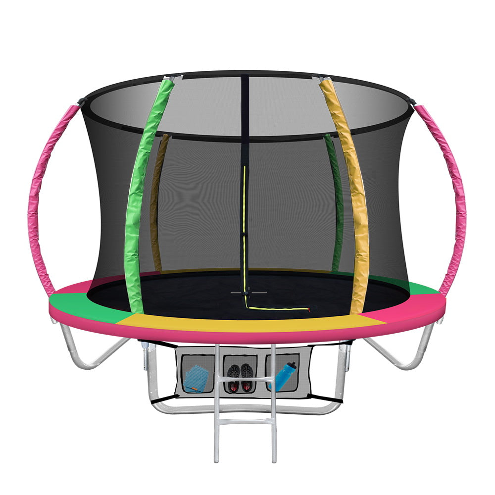 8FT Round Trampoline with Safety Enclosure Net - Muilticoloured Homecoze