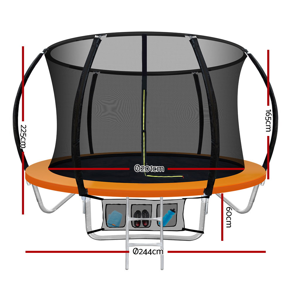8FT Round Trampoline with Safety Enclosure Net - Orange Homecoze
