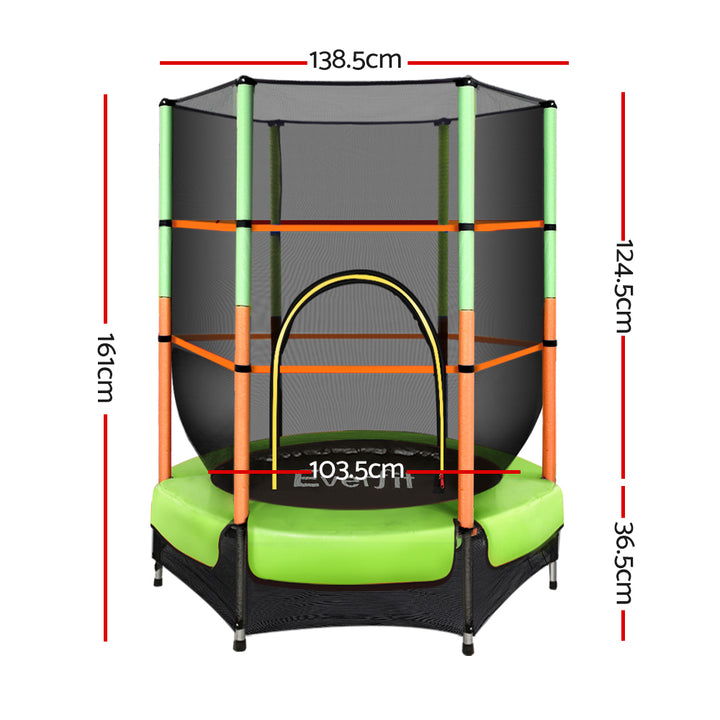 Mini 4.5FT Round Trampoline with Safety Enclosure Net - Green Homecoze