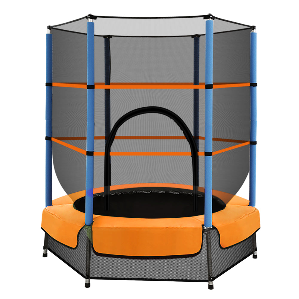 Mini 4.5FT Round Trampoline with Safety Enclosure Net - Orange Homecoze