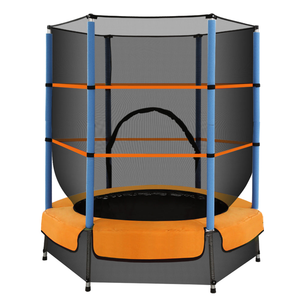 Mini 4.5FT Round Trampoline with Safety Enclosure Net - Orange Homecoze