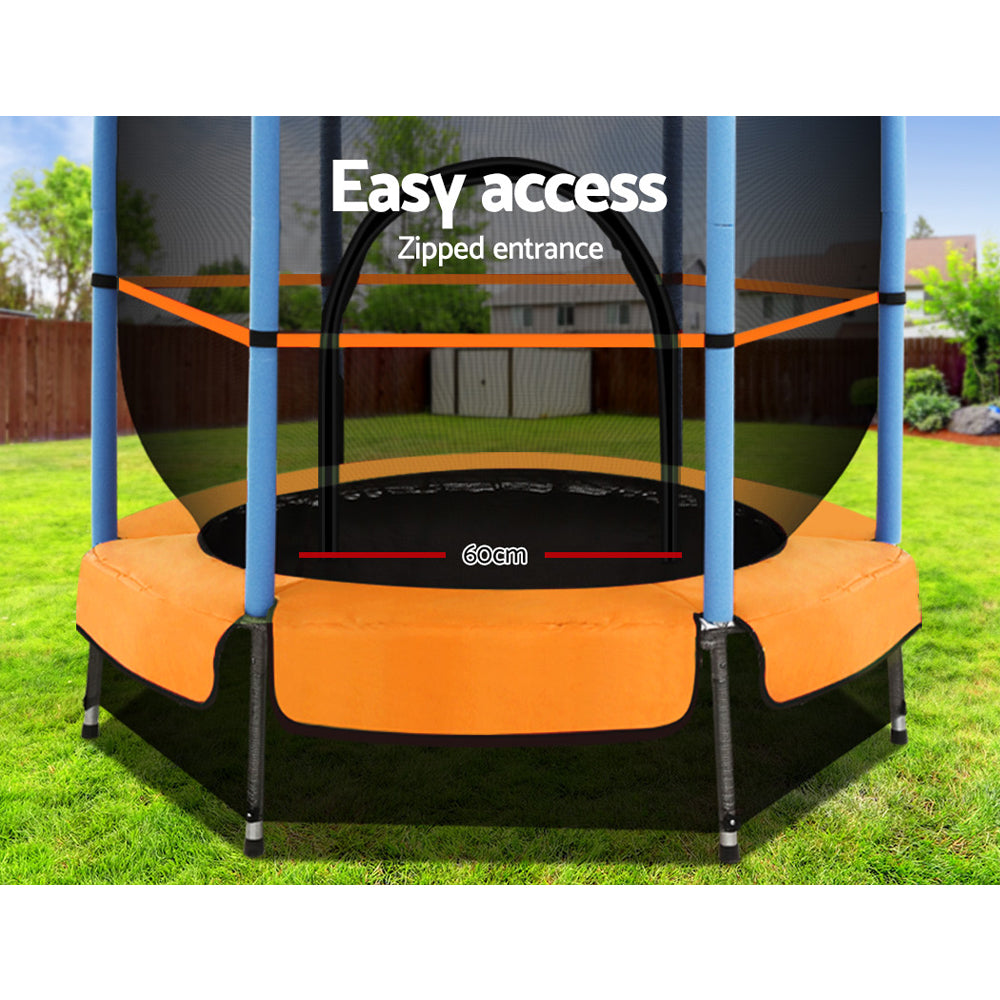 Mini 4.5FT Round Trampoline with Safety Enclosure Net - Orange Homecoze