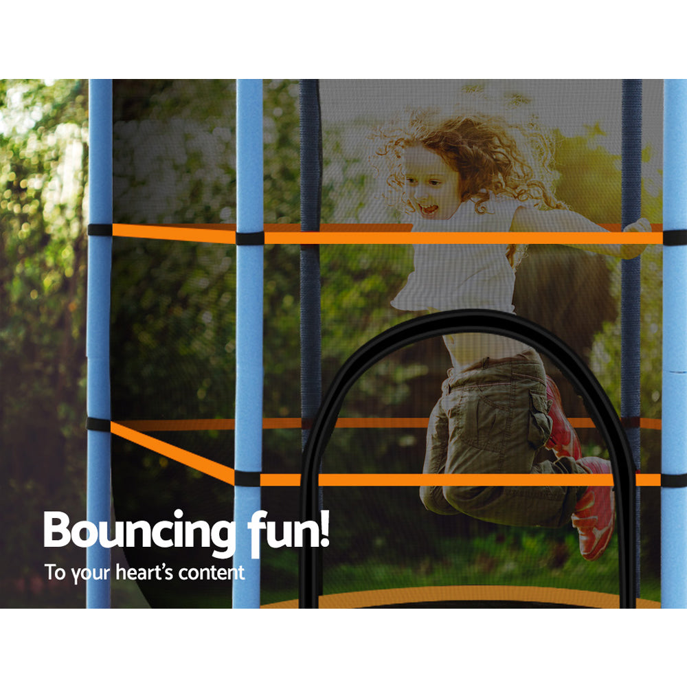 Mini 4.5FT Round Trampoline with Safety Enclosure Net - Orange Homecoze