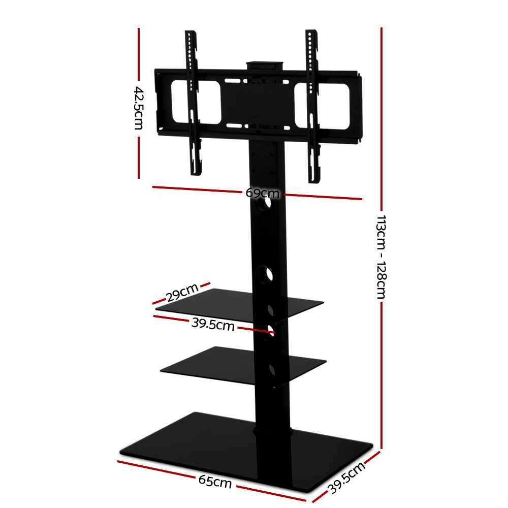 Floor TV Stand Bracket Mount Swivel Height Adjustable 32 to 70 Inch Black Homecoze
