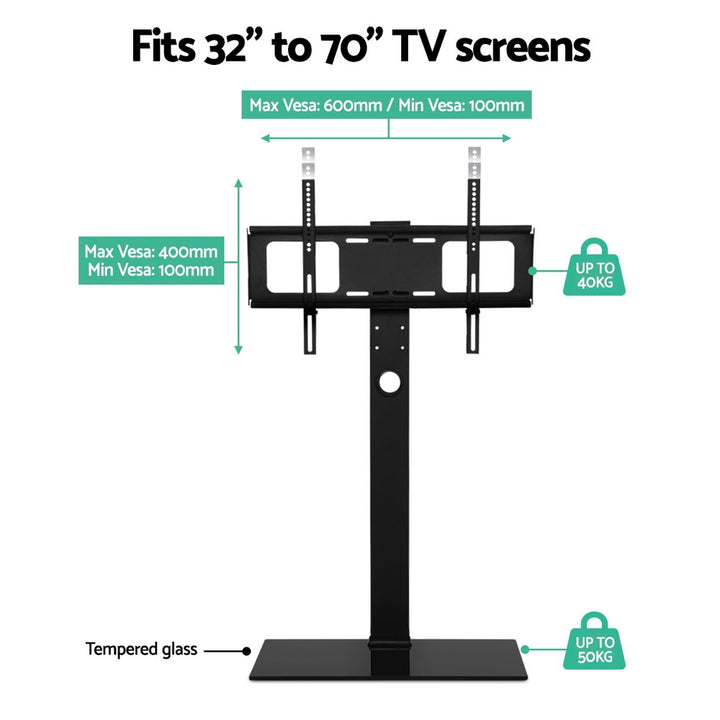 Floor TV Stand Brakcket Mount Swivel Height Adjustable 32 to 70 Inch Black Homecoze