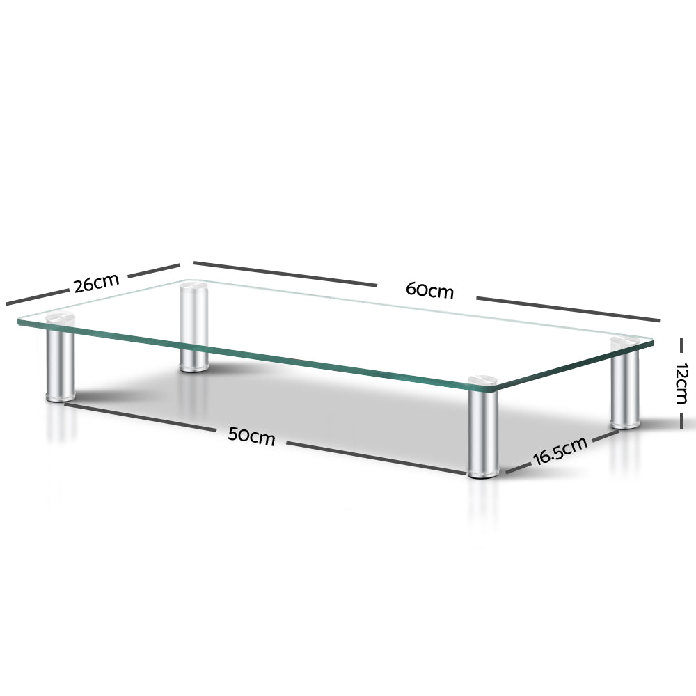 12cm Glass Monitor Stand Desktop Riser Homecoze