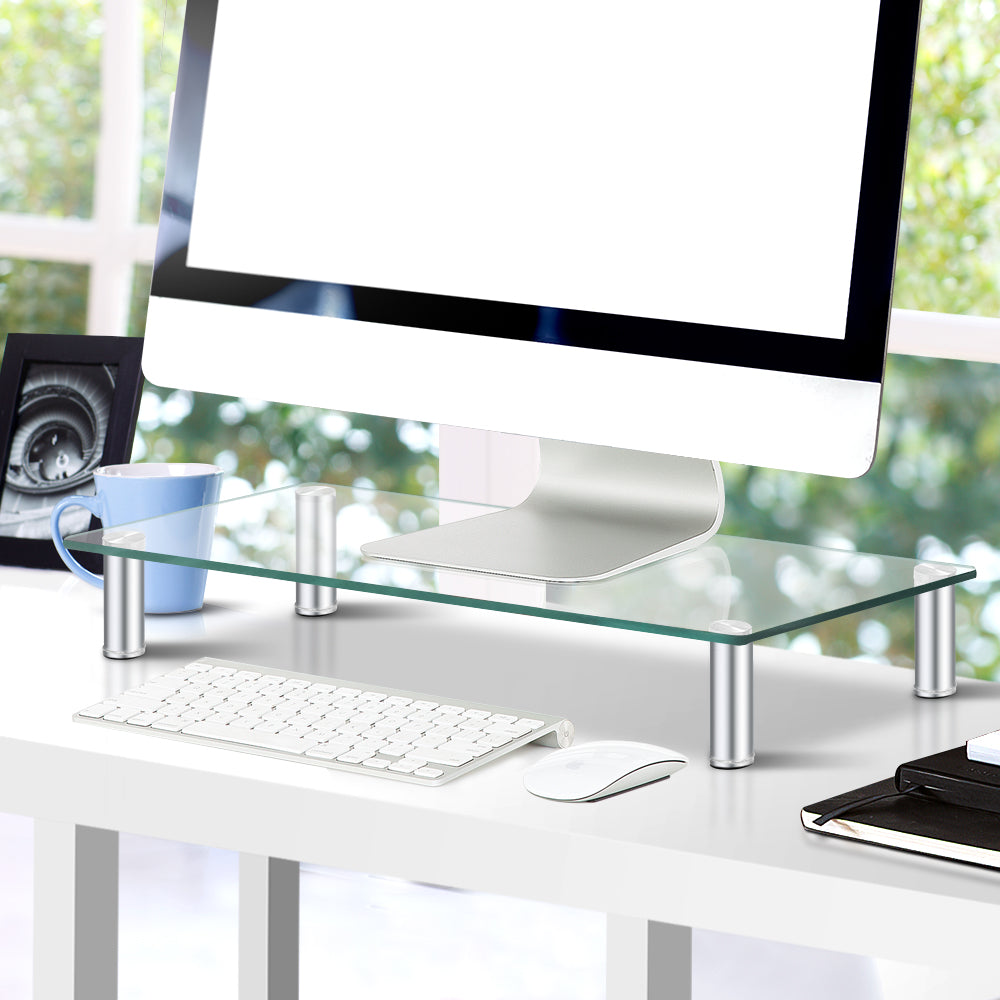 12cm Glass Monitor Stand Desktop Riser Homecoze