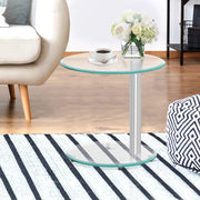 2 Tier Side Coffee Table with Tempered Glass Top - Homecoze
