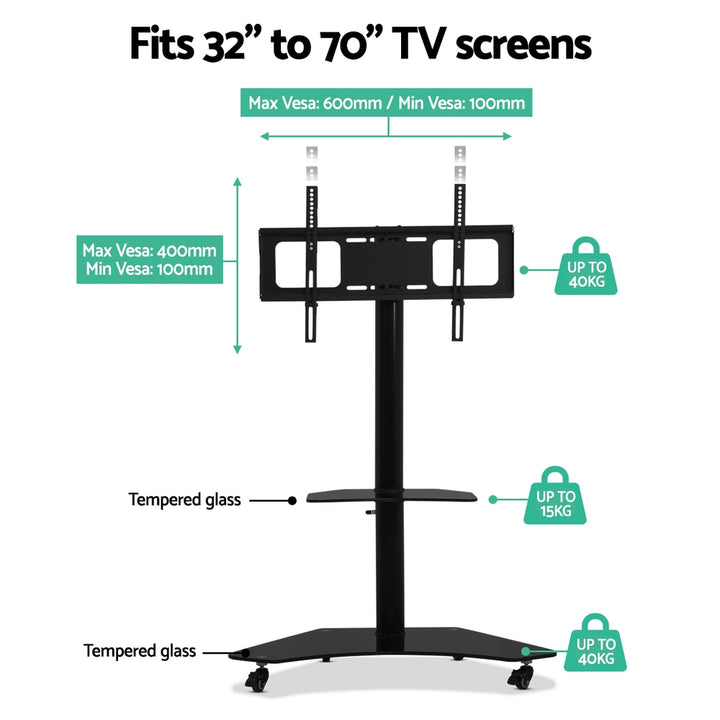 Floor TV Stand Bracket Mount Swivel Height Adjustable 32 to 70 Inch Black Homecoze