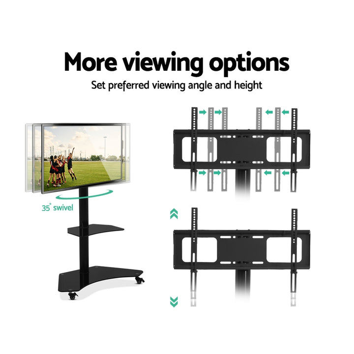 Floor TV Stand Bracket Mount Swivel Height Adjustable 32 to 70 Inch Black Homecoze