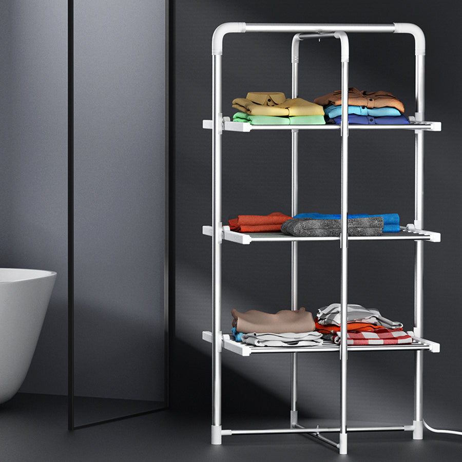 Electric Heated Towel Rail Clothes Rack Warmer Stand 300W Homecoze