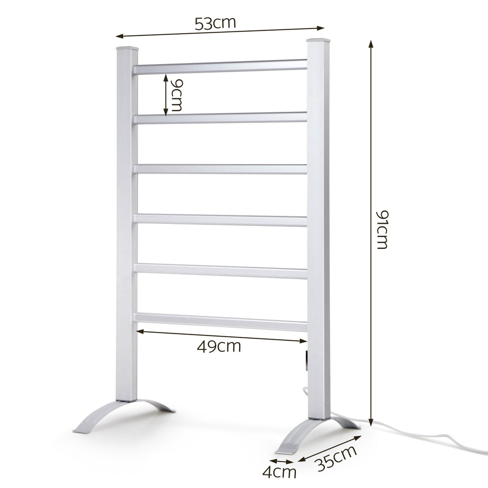 Freestanding Electric Heated Towel Rail - Aluminum 6 Bar Homecoze