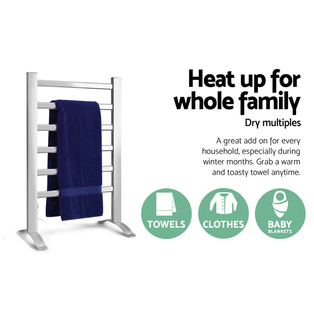 Freestanding Electric Heated Towel Rail - Aluminum 6 Bar Homecoze