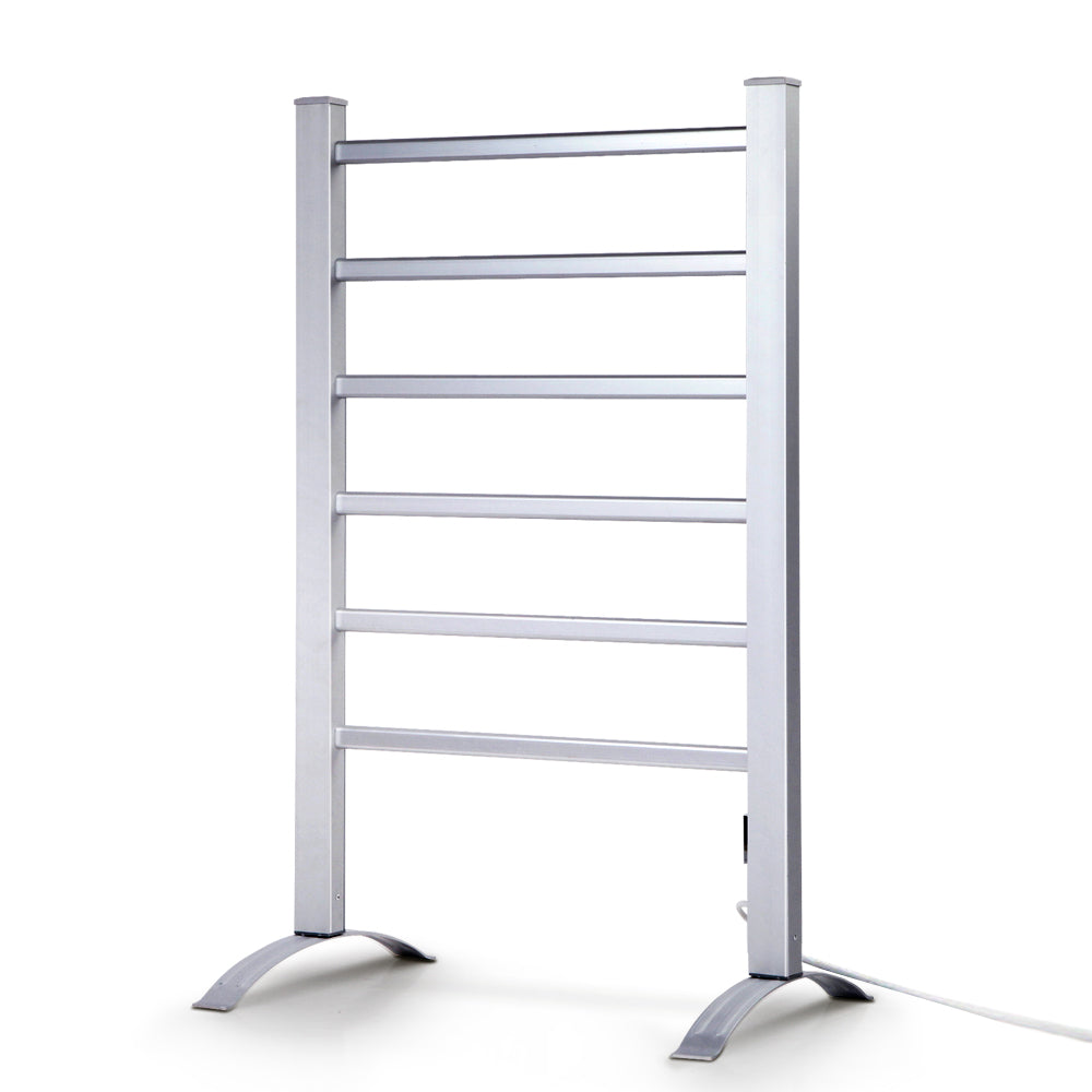 Electric Heated Towel Rail Warmer Rack Aluminium 6 Bars Homecoze