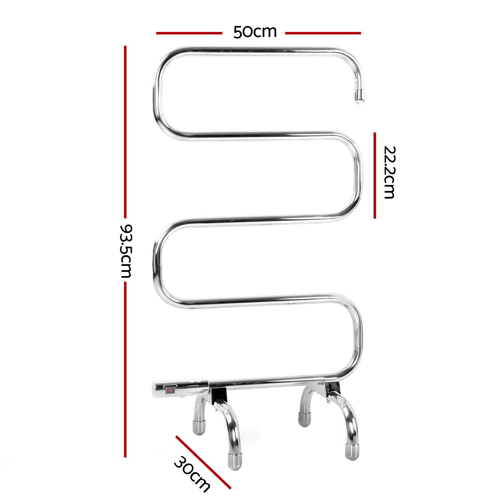 Freestanding Electric S-Shape Heated Towel Rail - Aluminum 5 Rung Homecoze