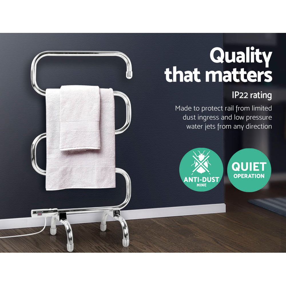 Freestanding Electric S-Shape Heated Towel Rail - Aluminum 5 Rung Homecoze
