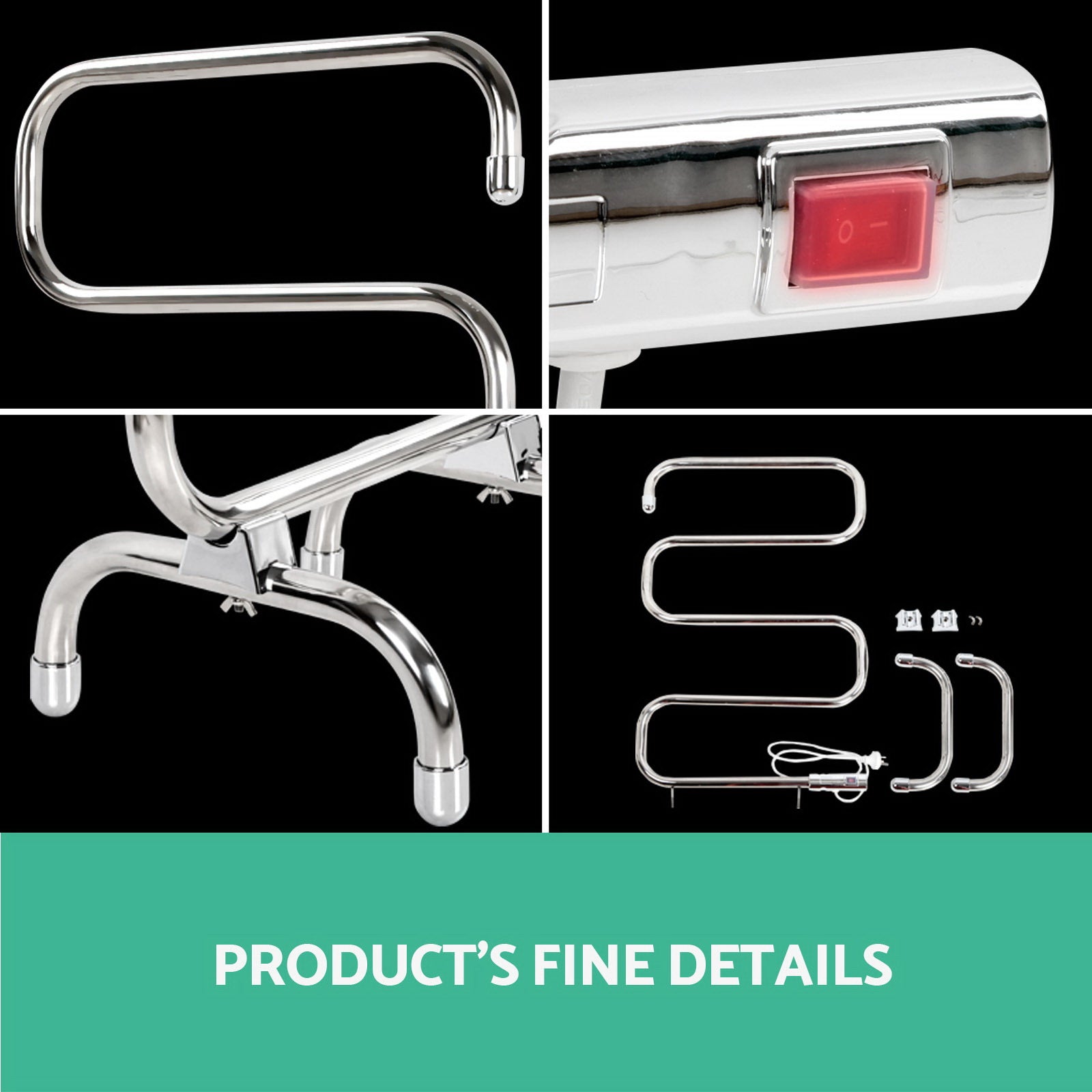 Freestanding Electric S-Shape Heated Towel Rail - Aluminum 5 Rung Homecoze