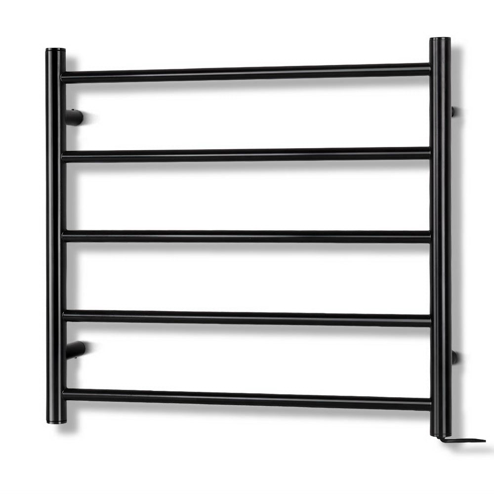 Electric Heated Towel Warmer 5 Rail Wall Mounted - Black Homecoze