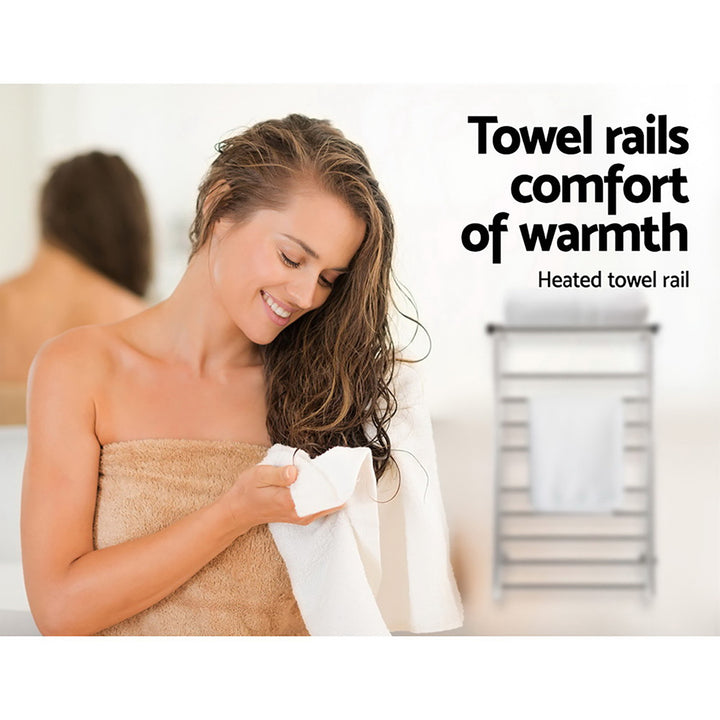 Electric Heated Towel Warmer 14 Bar Wall Mounted - Polished Stainless Steel Homecoze