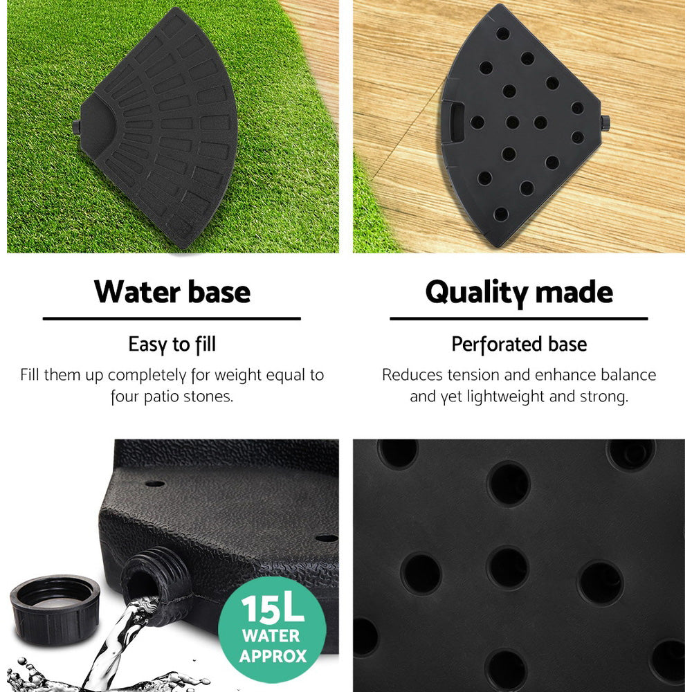 3m Cantilever Outdoor Umbrella with 48cm Round Base - Black - Homecoze