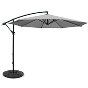 3m Cantilever Outdoor Umbrella with 48cm Round Base - Grey - Homecoze