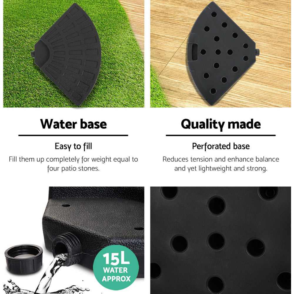 3m Cantilever Outdoor Umbrella with 48cm Round Base - Grey - Homecoze