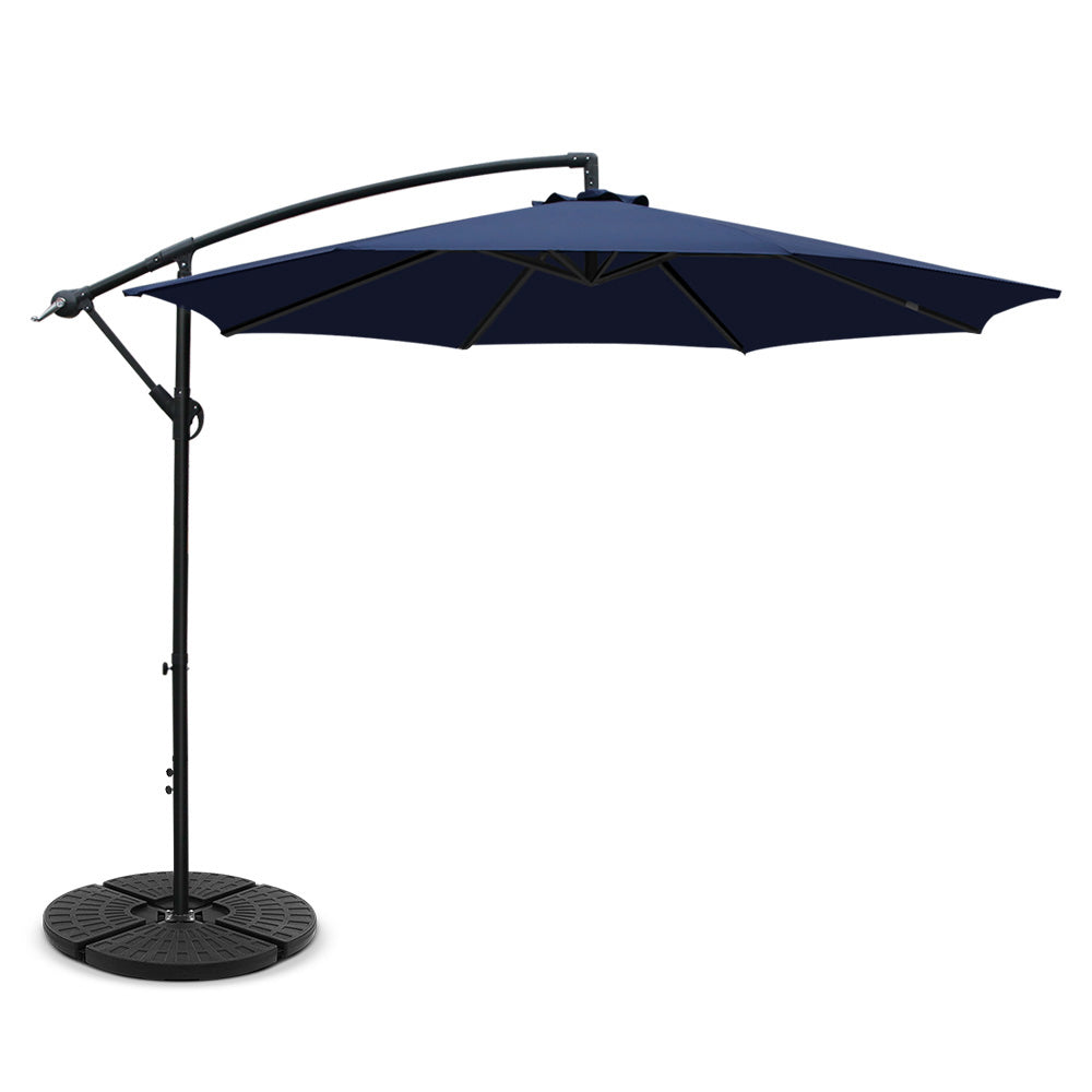 3m Cantilever Outdoor Umbrella with 48cm Round Base - Navy Homecoze