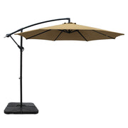 3m Cantilever Outdoor Umbrella with 50x50cm Base - Beige - Homecoze