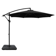3m Cantilever Outdoor Umbrella with 50x50cm Base - Black - Homecoze