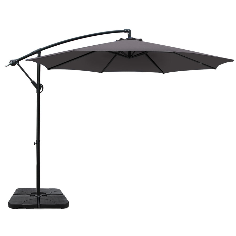 3m Cantilever Outdoor Umbrella with 50x50cm Base - Charcoal Homecoze