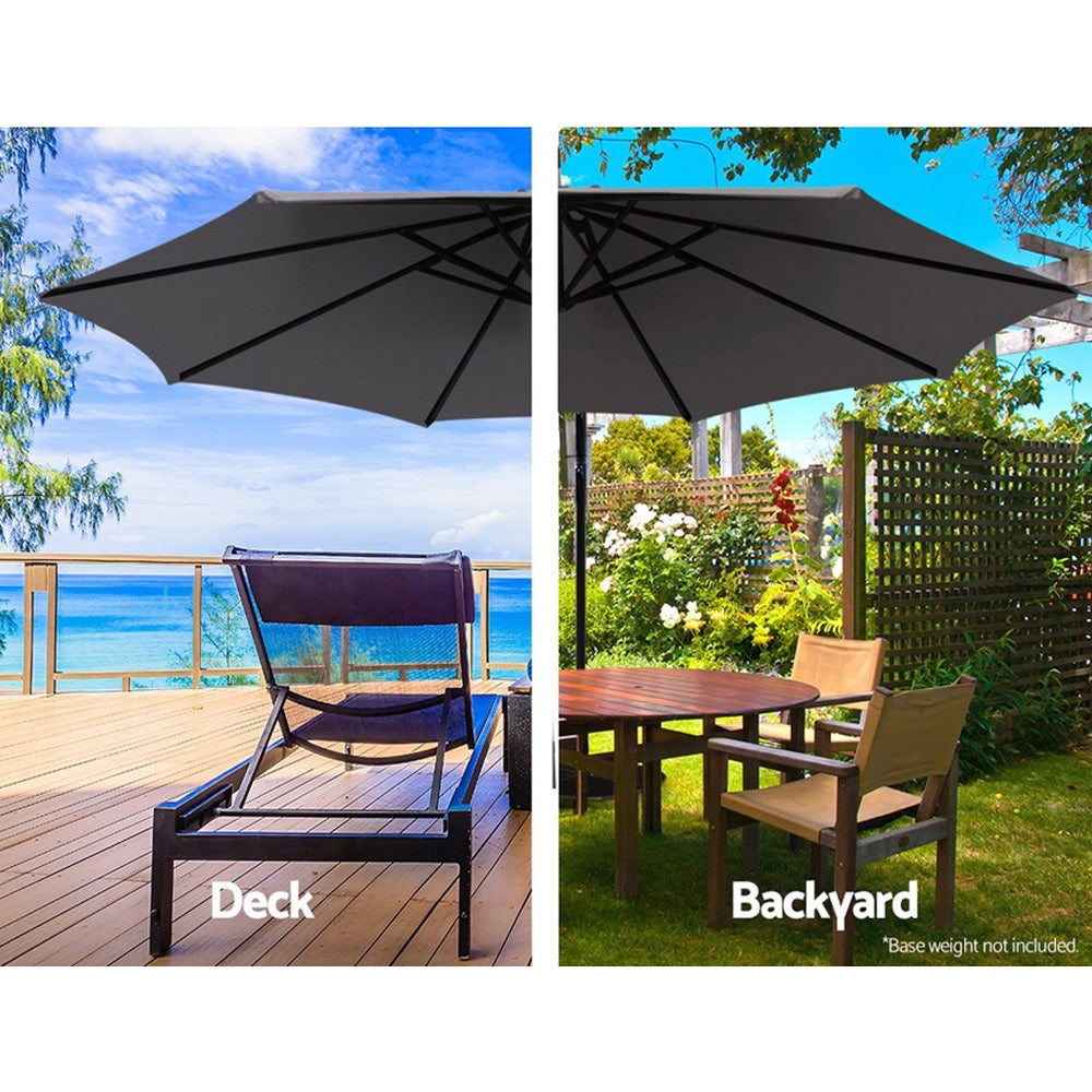 3m Cantilever Outdoor Umbrella with 50x50cm Base - Charcoal Homecoze