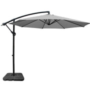 3m Cantilever Outdoor Umbrella with 50x50cm Base - Grey - Homecoze