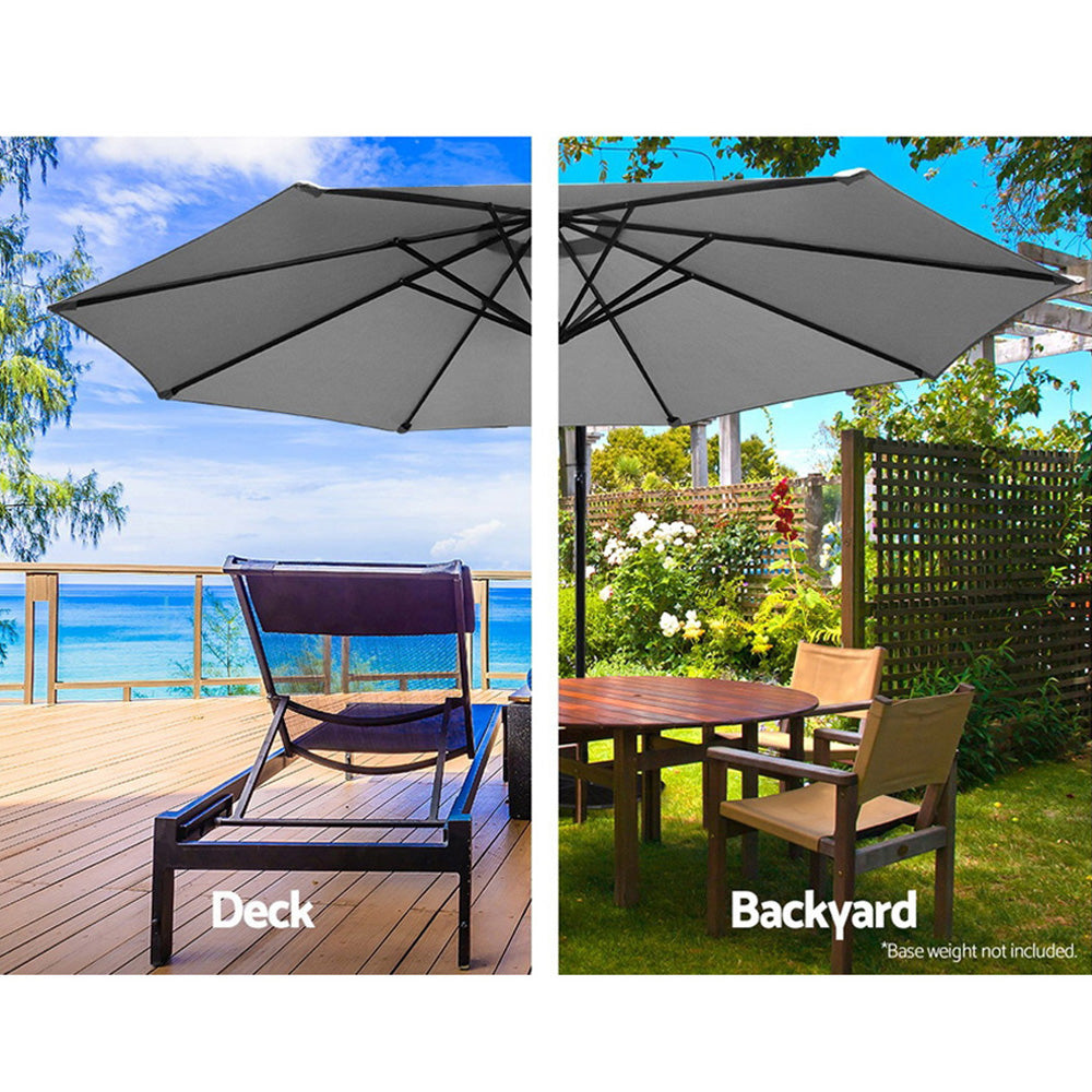 3m Cantilever Outdoor Umbrella with 50x50cm Base - Grey - Homecoze