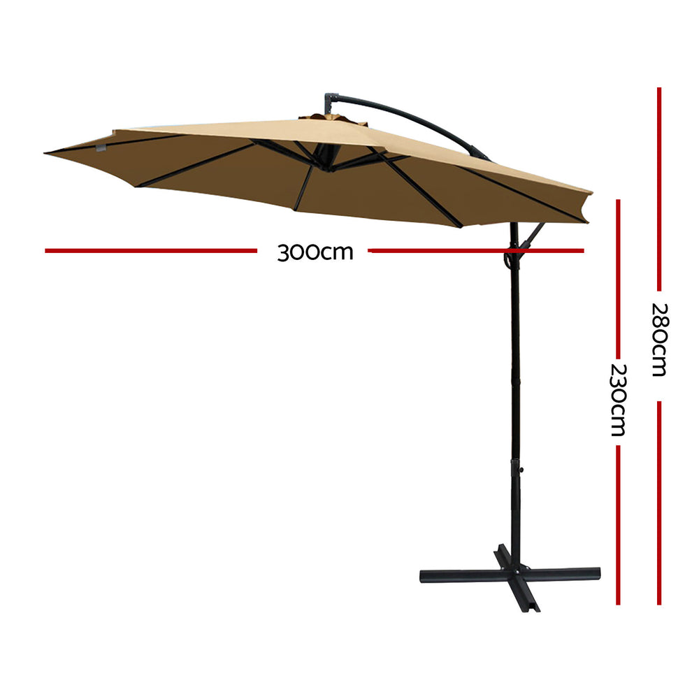 3m Cantilever Outdoor Umbrella Sunshade - Beige Homecoze
