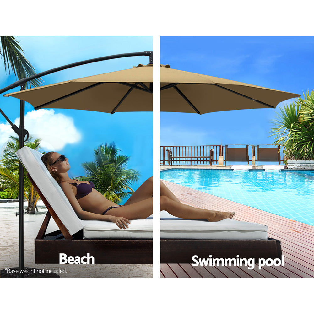 3m Cantilever Outdoor Umbrella Sunshade - Beige Homecoze