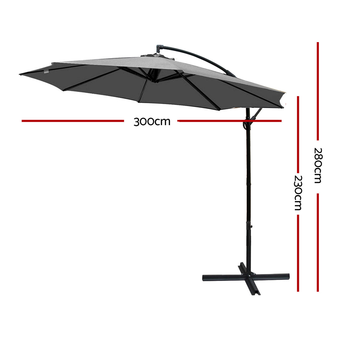 3m Cantilever Outdoor Umbrella Sunshade - Charcoal Homecoze