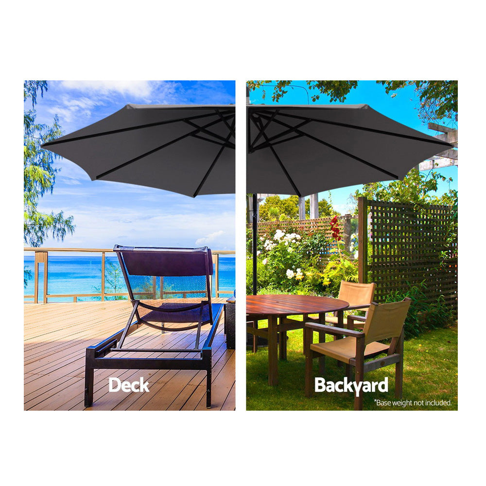 3m Cantilever Outdoor Umbrella Sunshade - Charcoal Homecoze