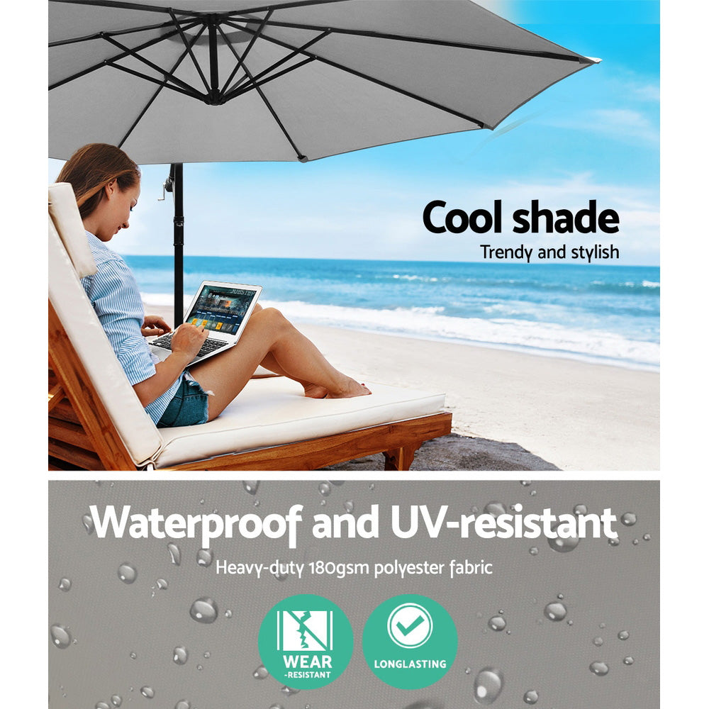 3m Cantilever Outdoor Umbrella Sunshade - Grey Homecoze