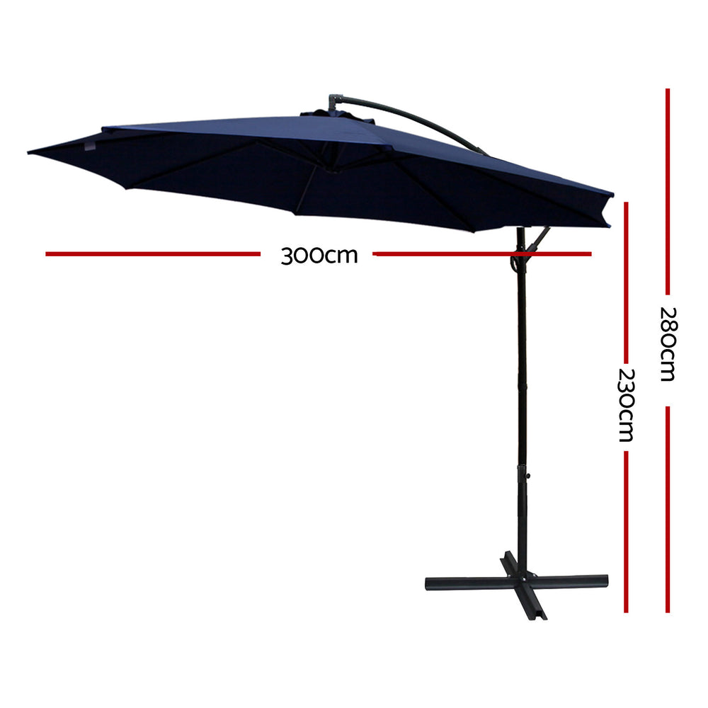 3m Cantilever Outdoor Umbrella Sunshade - Navy Homecoze