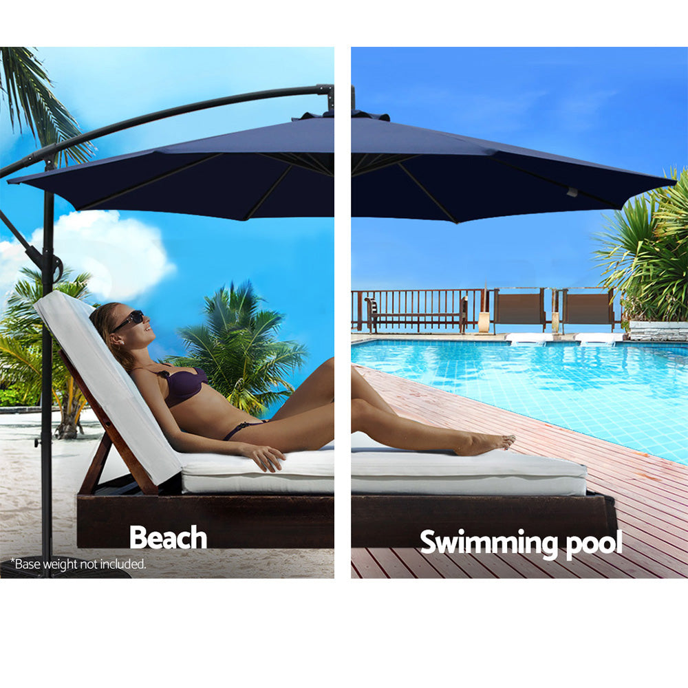 3m Cantilever Outdoor Umbrella Sunshade - Navy Homecoze