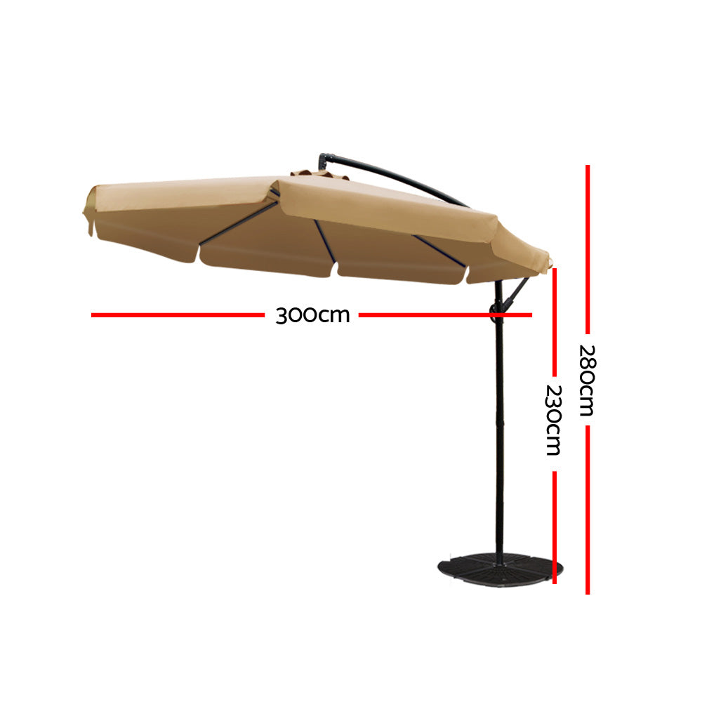 3m Cantilever Outdoor Drape Umbrella Sunshade - Beige Homecoze