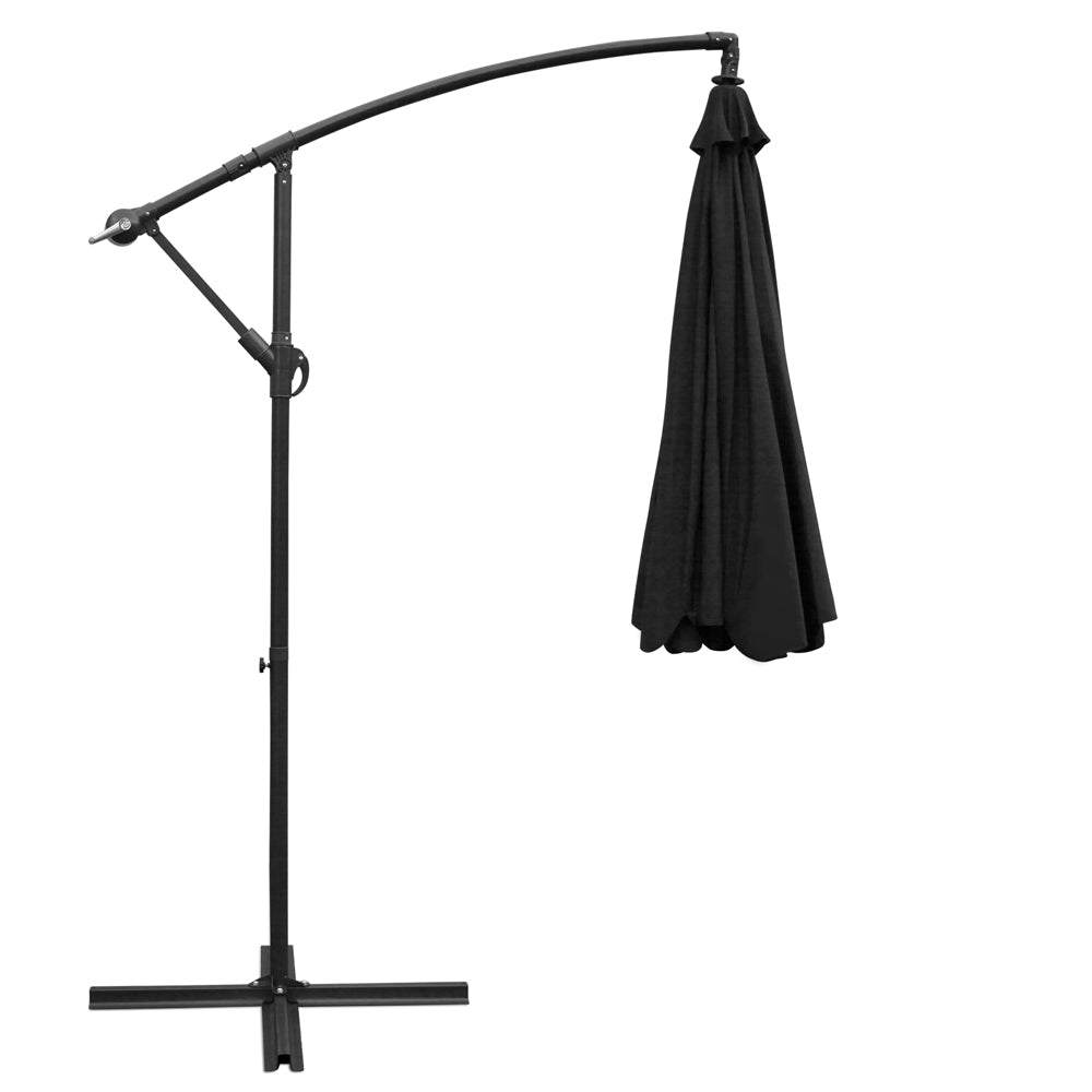 3m Cantilever Outdoor Drape Umbrella Sunshade - Black Homecoze