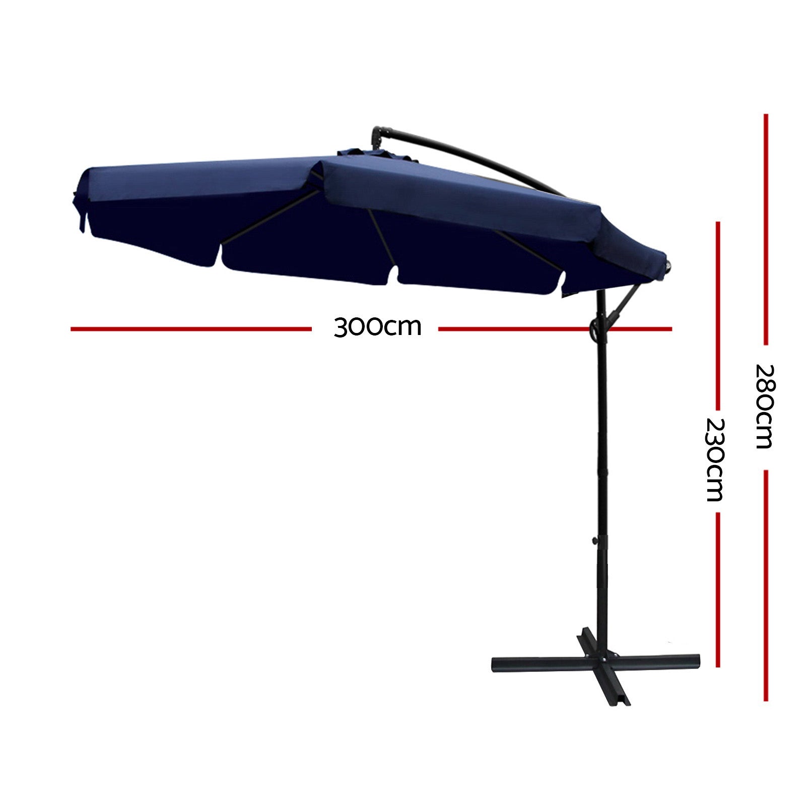 3m Cantilever Outdoor Drape Umbrella Sunshade - Navy Homecoze