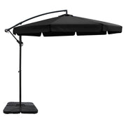 3m Cantilever Outdoor Drape Umbrella with 50x50cm Base - Black - Homecoze