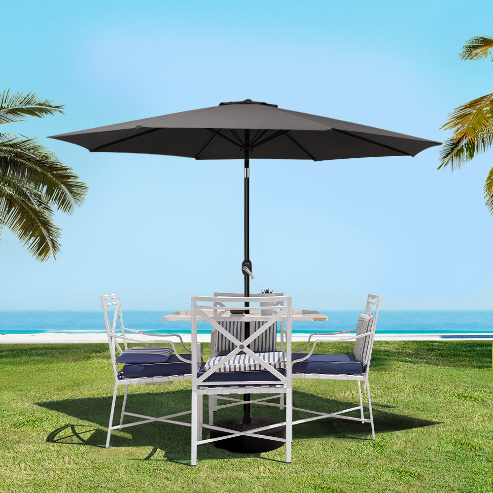 2.7m Outdoor Pole Tilt Umbrella Sunshade - Black Homecoze