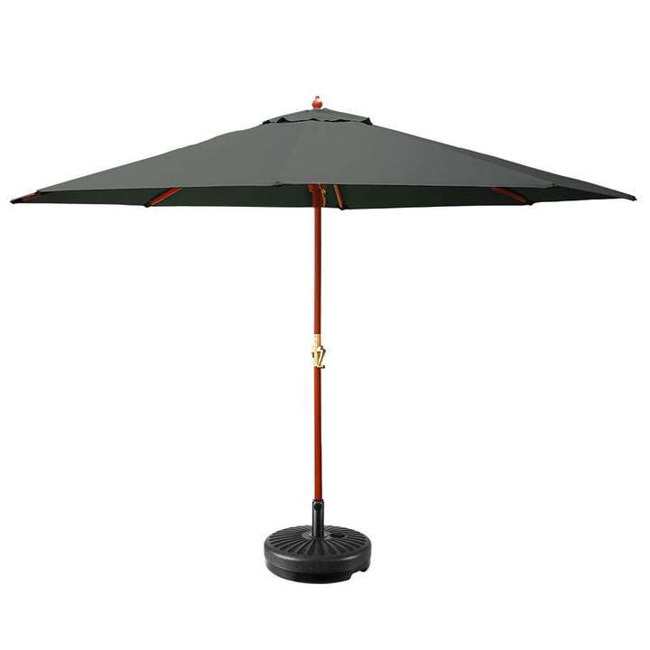 3m Outdoor Pole Umbrella with 51cm Round Base Plates - Charcoal Homecoze