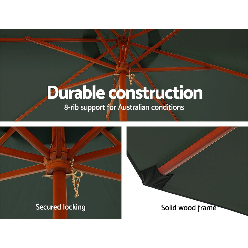 3m Outdoor Pole Umbrella with 51cm Round Base Plates - Charcoal Homecoze