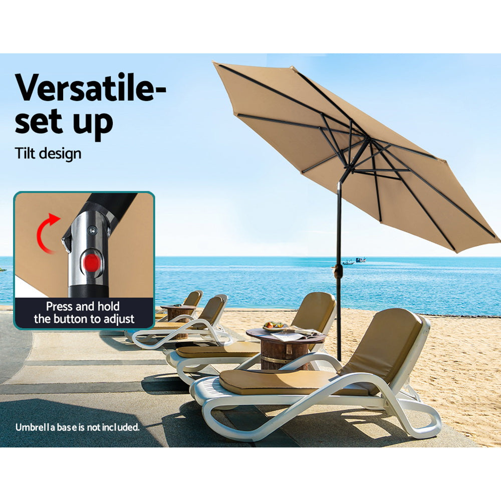 3m Outdoor Pole Tilt Umbrella Sunshade - Beige Homecoze