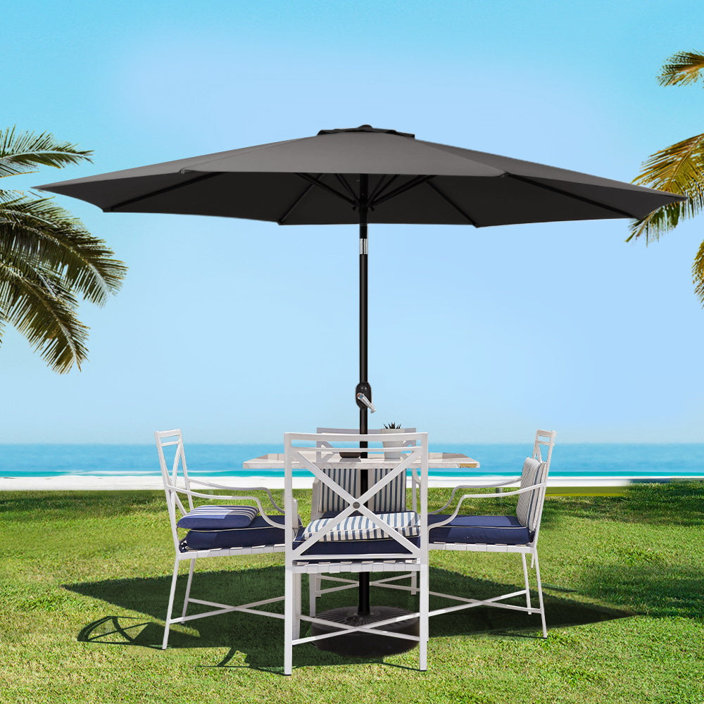 3m Outdoor Pole Tilt Umbrella Sunshade - Black Homecoze