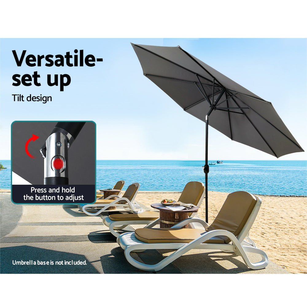 3m Outdoor Pole Tilt Umbrella Sunshade - Charcoal Homecoze